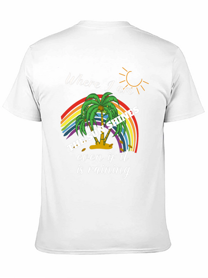 The Sun Shines Rainbow Palm Tree Graphic Tee
