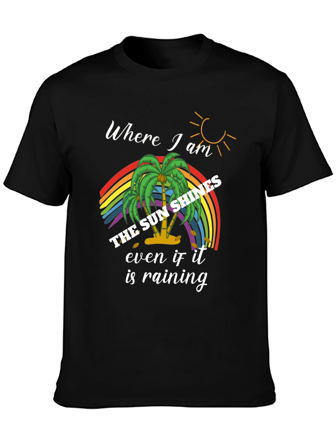 The Sun Shines Rainbow Palm Tree Graphic Tee
