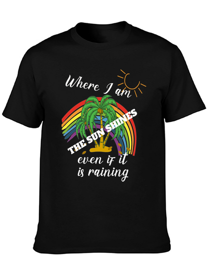 The Sun Shines Rainbow Palm Tree Graphic Tee