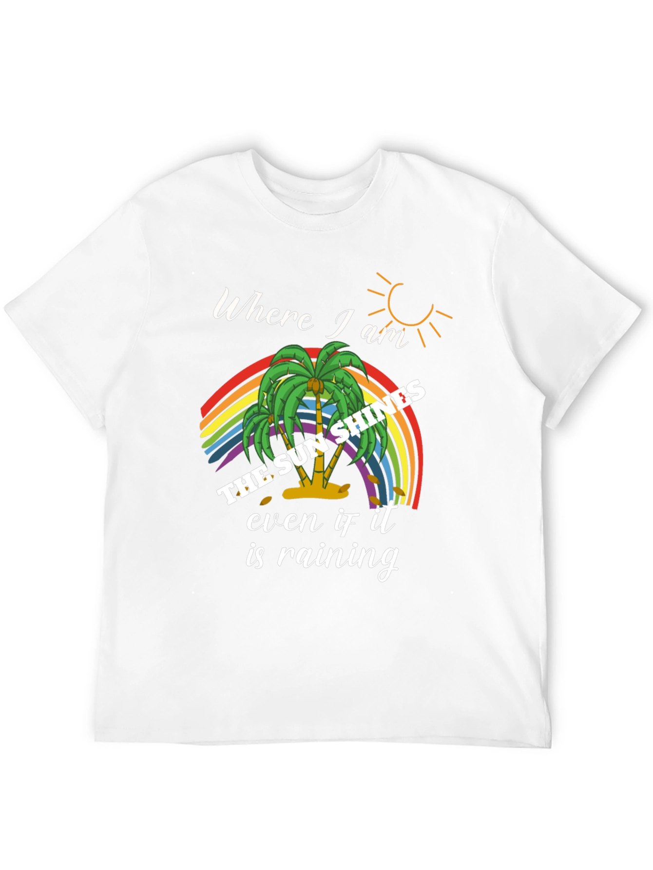 The Sun Shines Rainbow Palm Tree Graphic Tee