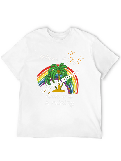 The Sun Shines Rainbow Palm Tree Graphic Tee