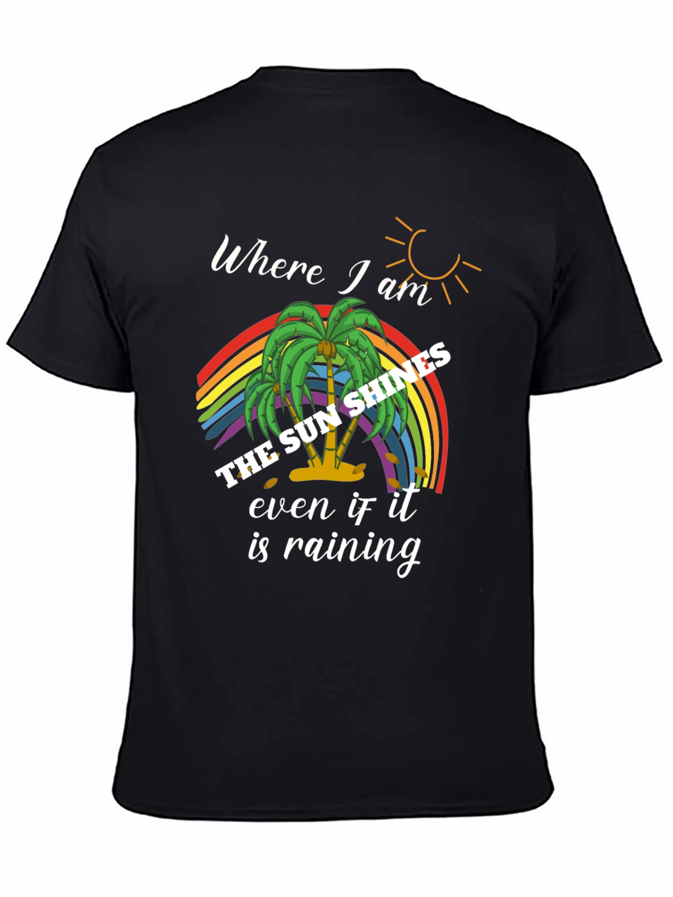 The Sun Shines Rainbow Palm Tree Graphic Tee