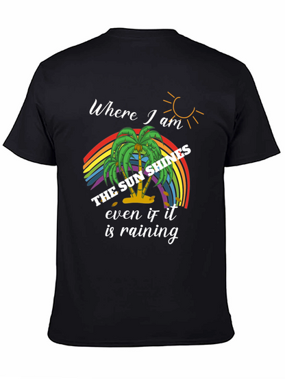 The Sun Shines Rainbow Palm Tree Graphic Tee