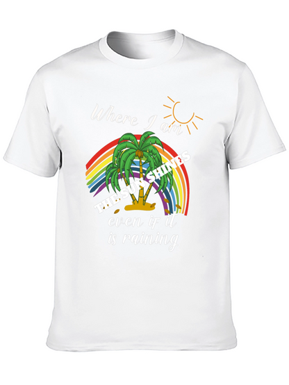 The Sun Shines Rainbow Palm Tree Graphic Tee