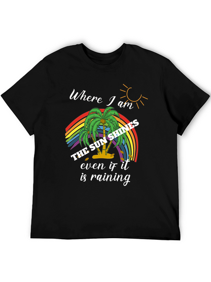 The Sun Shines Rainbow Palm Tree Graphic Tee