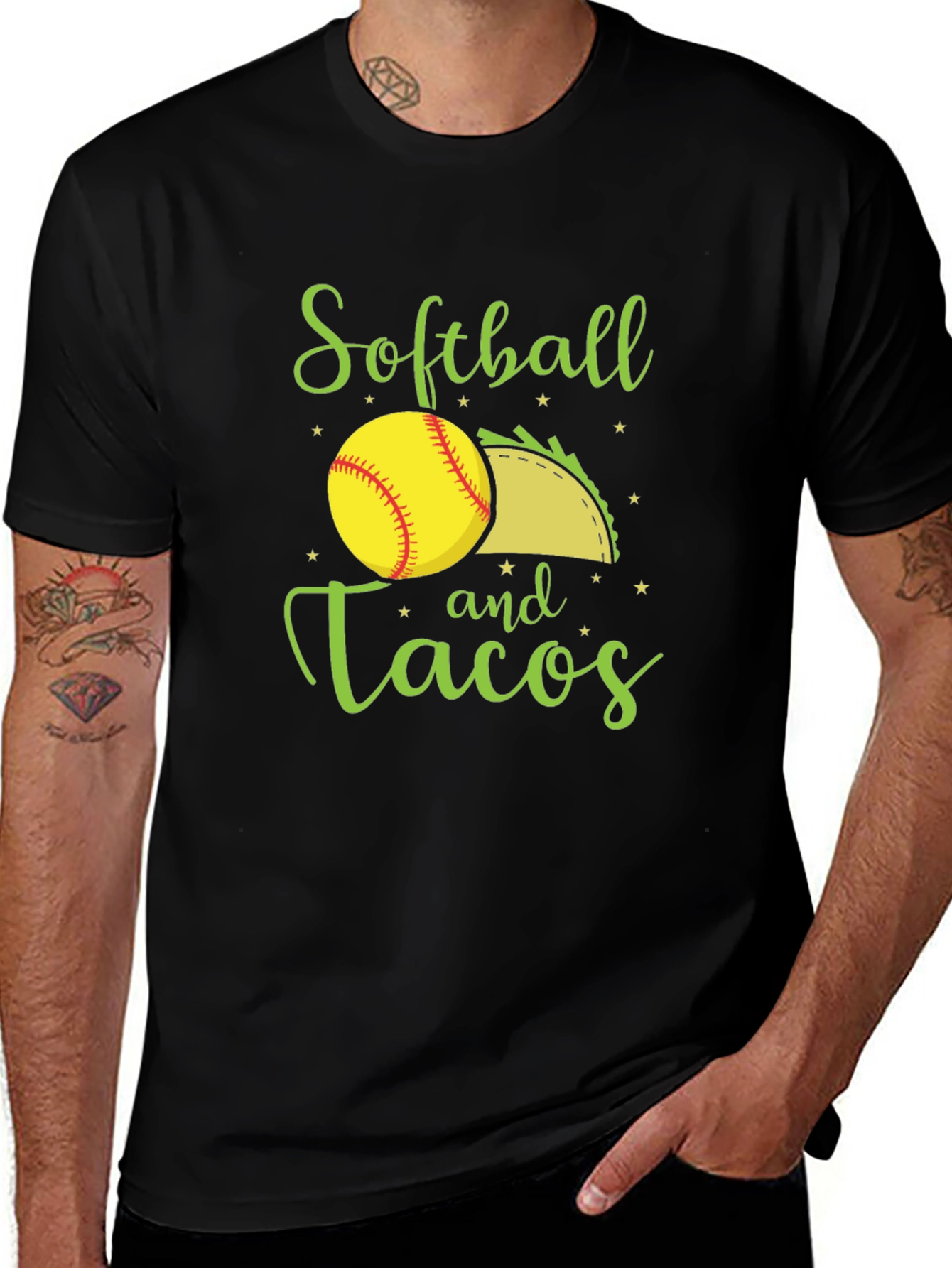 Softball and Tacos Black T-Shirt