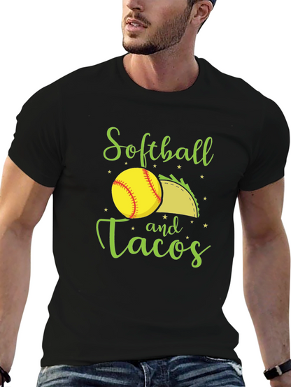 Softball and Tacos Black T-Shirt
