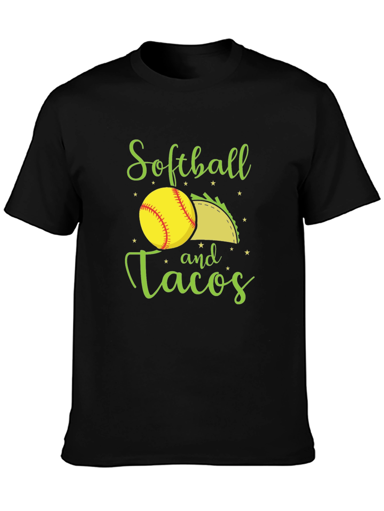 Softball and Tacos Black T-Shirt