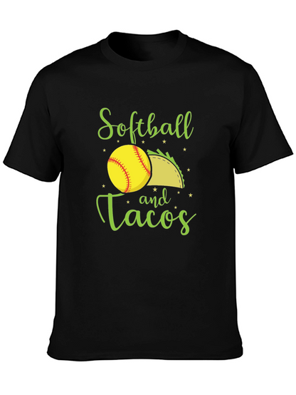 Softball and Tacos Black T-Shirt