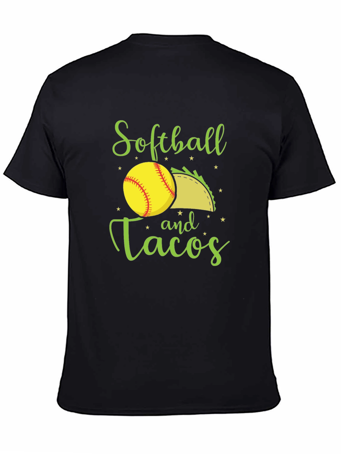 Softball and Tacos Black T-Shirt