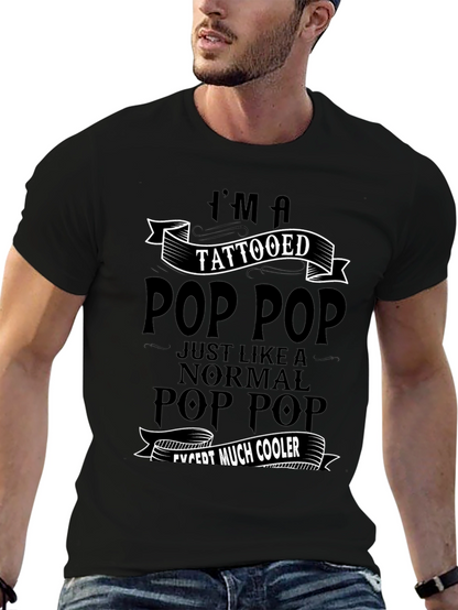 Tattooed Pop Pop Graphic Tee - Cool Grandpa T-Shirt