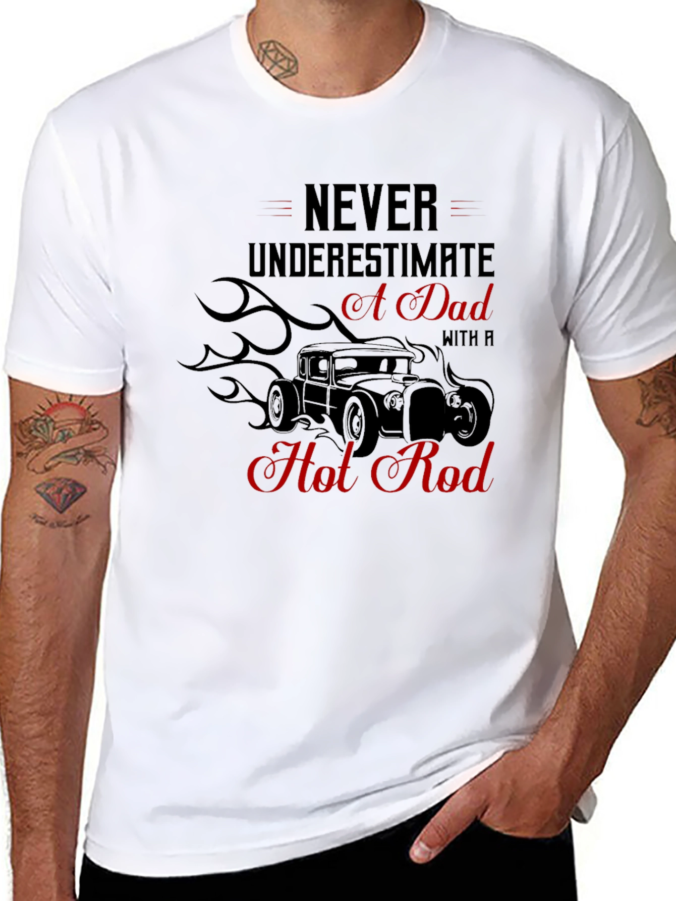 Dad Hot Rod Graphic Tee - Black