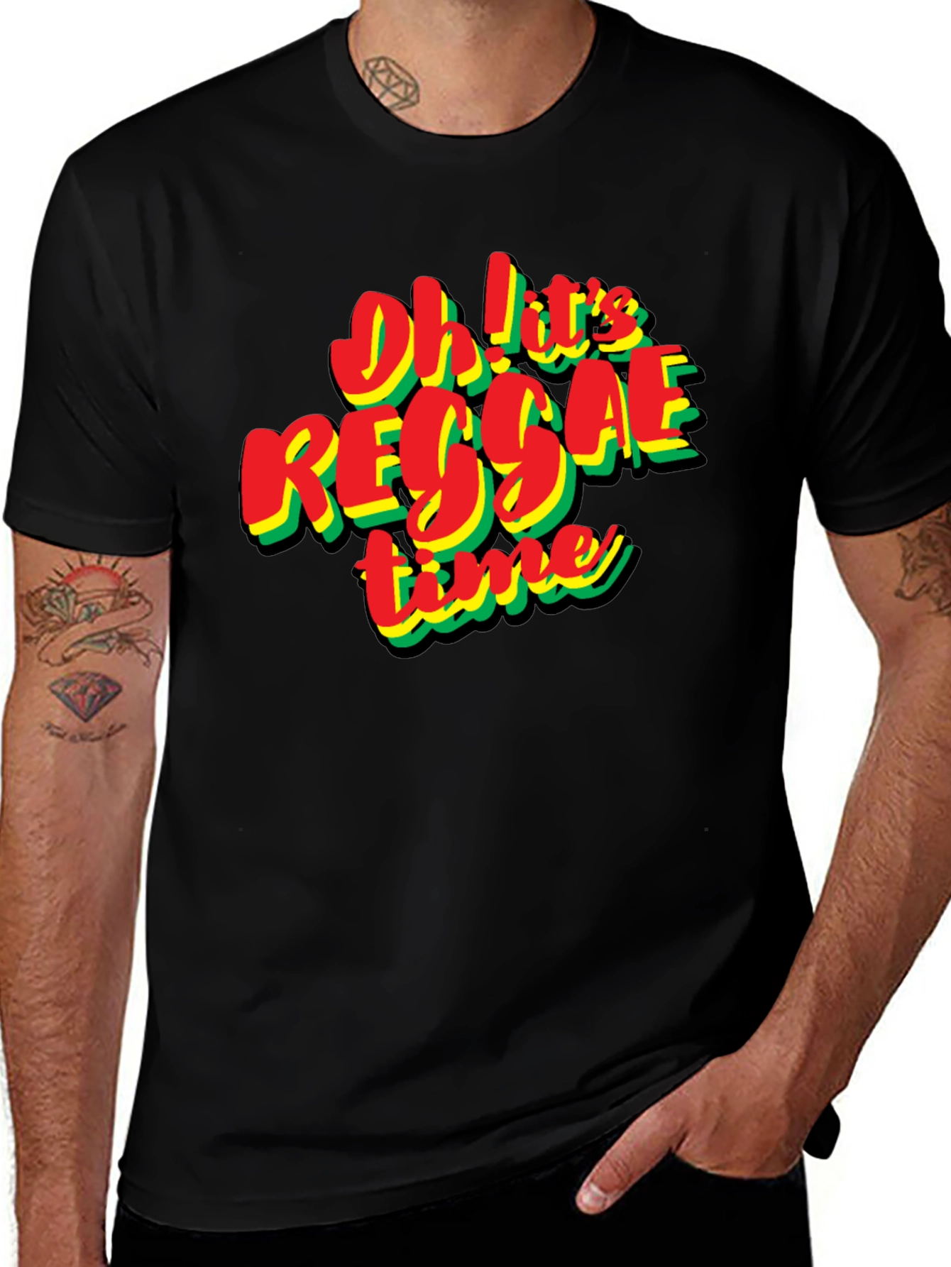 Oh! Its Reggae Time Black T-Shirt