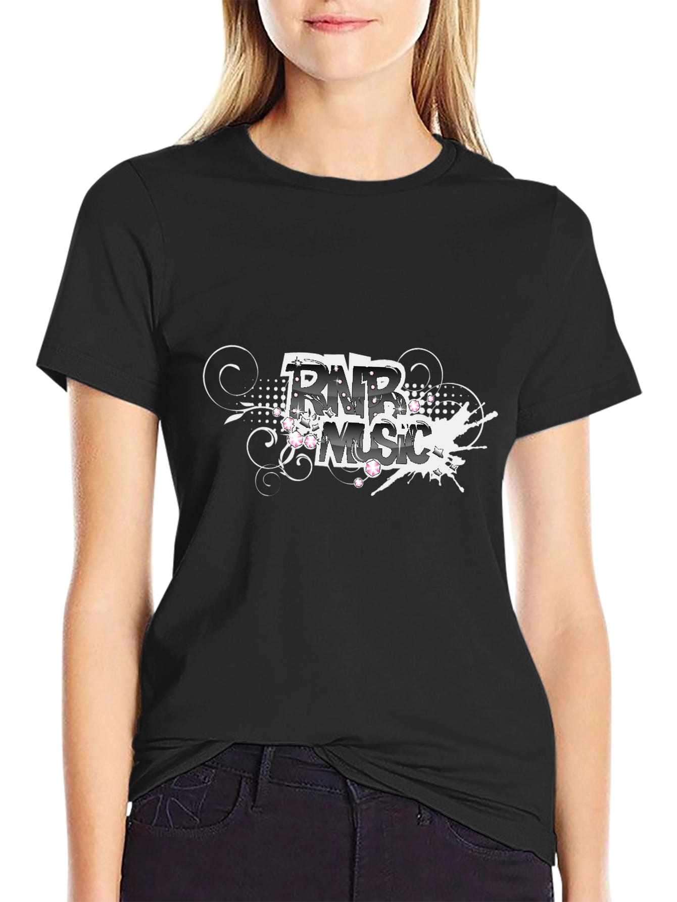 R&B Music Graphic Black T-Shirt