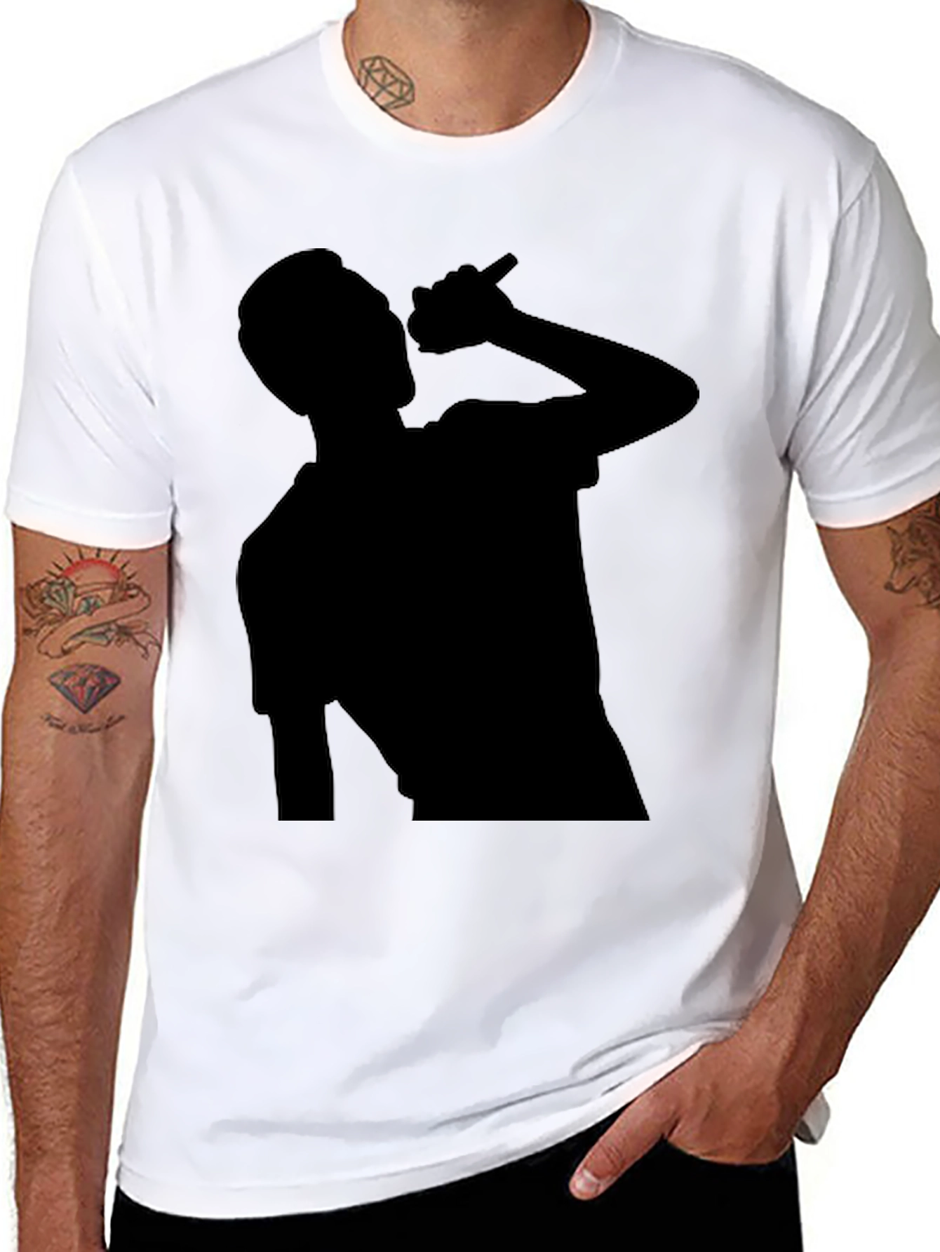 Silhouette Singer Graphic Tee - Black Cotton T-Shirt