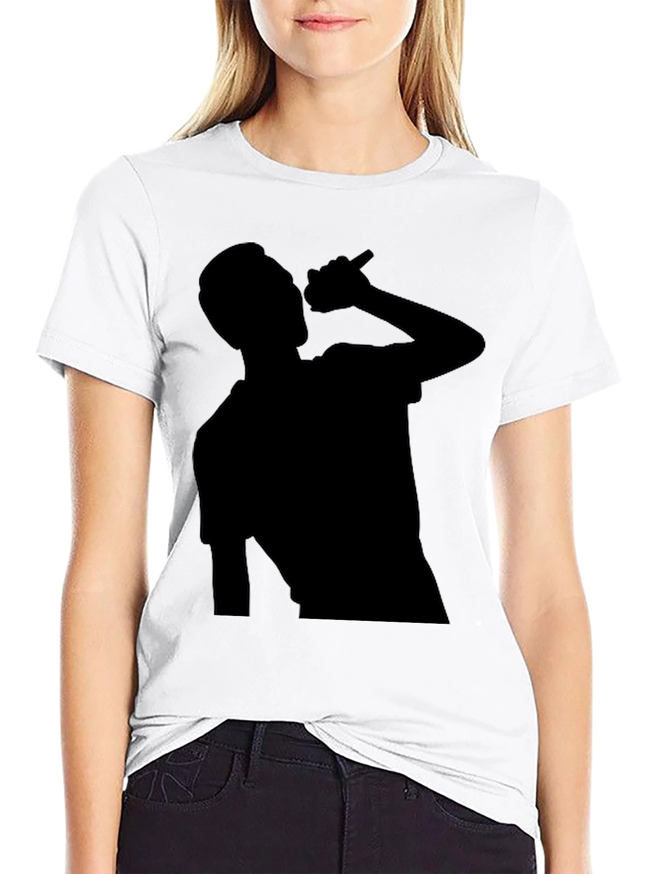 Silhouette Singer Graphic Tee - Black Cotton T-Shirt