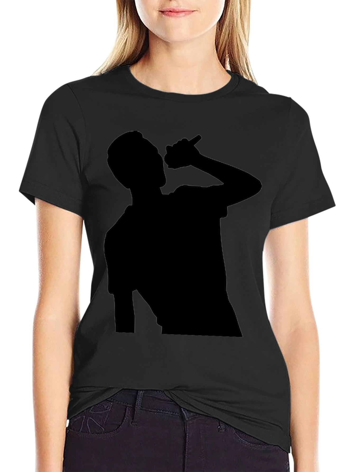 Silhouette Singer Graphic Tee - Black Cotton T-Shirt