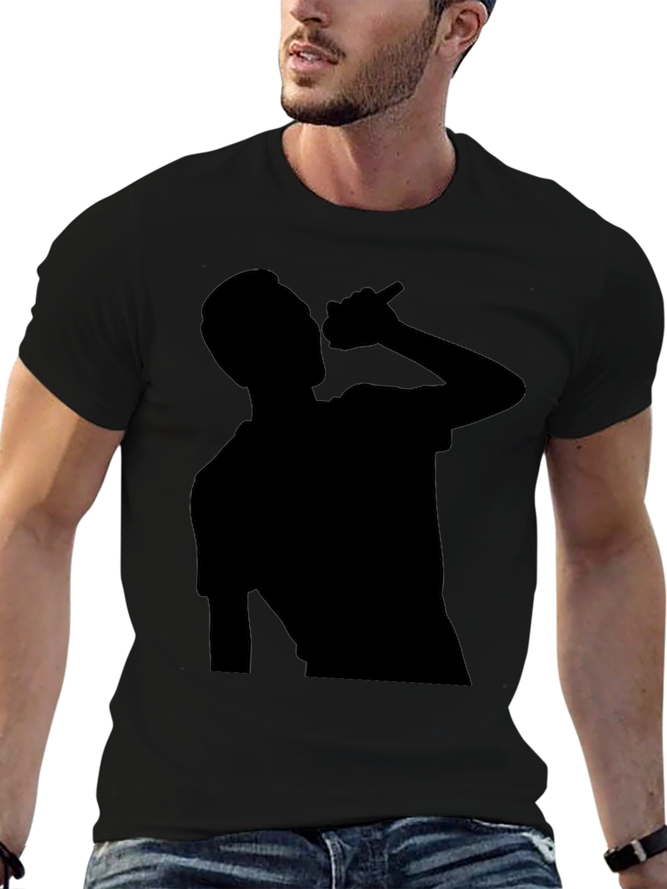 Silhouette Singer Graphic Tee - Black Cotton T-Shirt