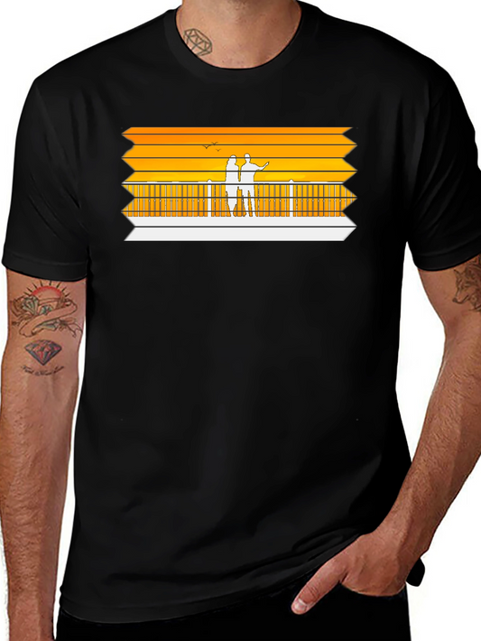 Sunset Pier Graphic Tee - Black Casual Shirt