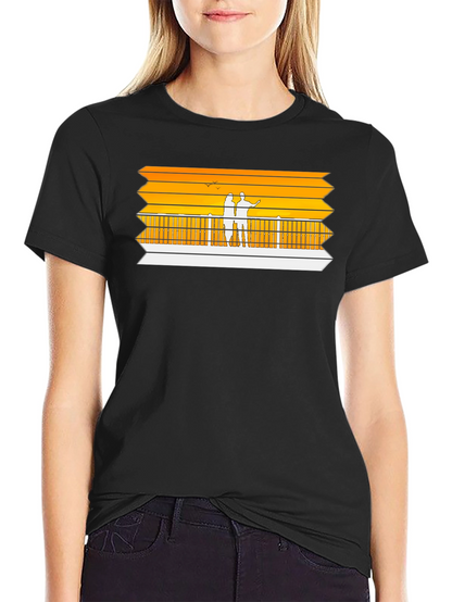 Sunset Pier Graphic Tee - Black Casual Shirt