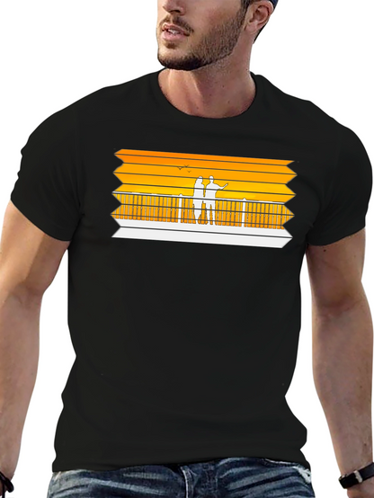 Sunset Pier Graphic Tee - Black Casual Shirt