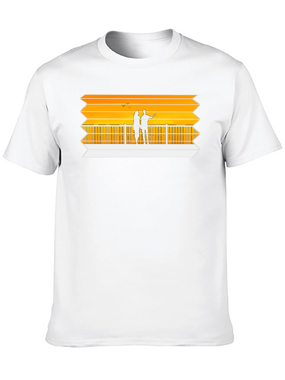 Sunset Pier Graphic Tee - Black Casual Shirt