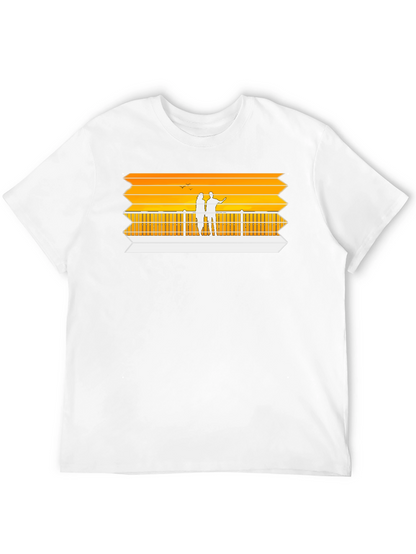 Sunset Pier Graphic Tee - Black Casual Shirt