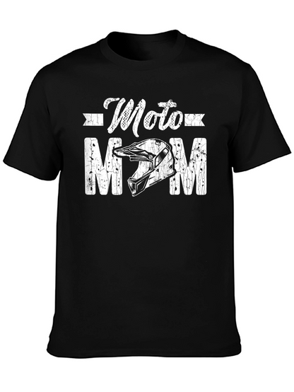 Moto Mom Graphic Tee - Black Cotton Shirt