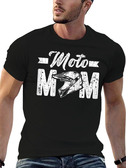 Moto Mom Graphic Tee - Black Cotton Shirt