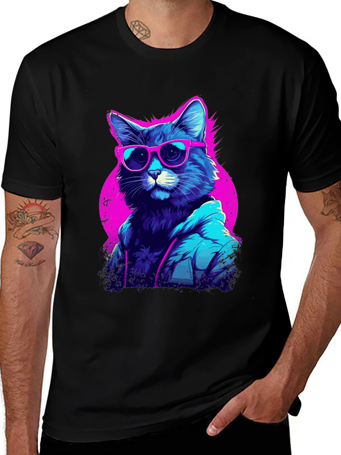 Cool Cat Graphic Tee - Retro Style