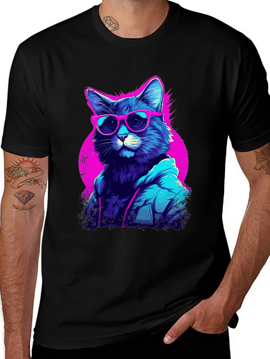 Cool Cat Graphic Tee - Retro Style