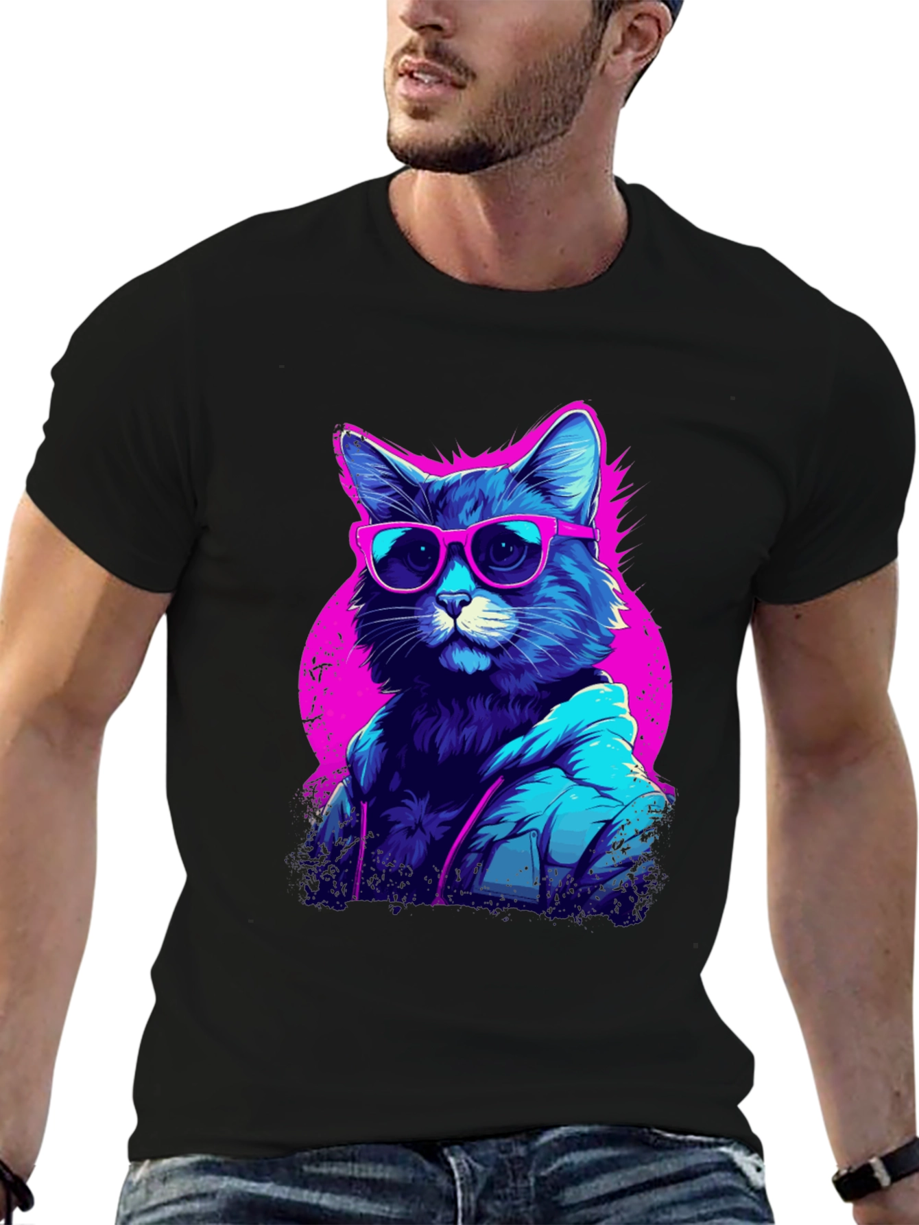 Cool Cat Graphic Tee - Retro Style