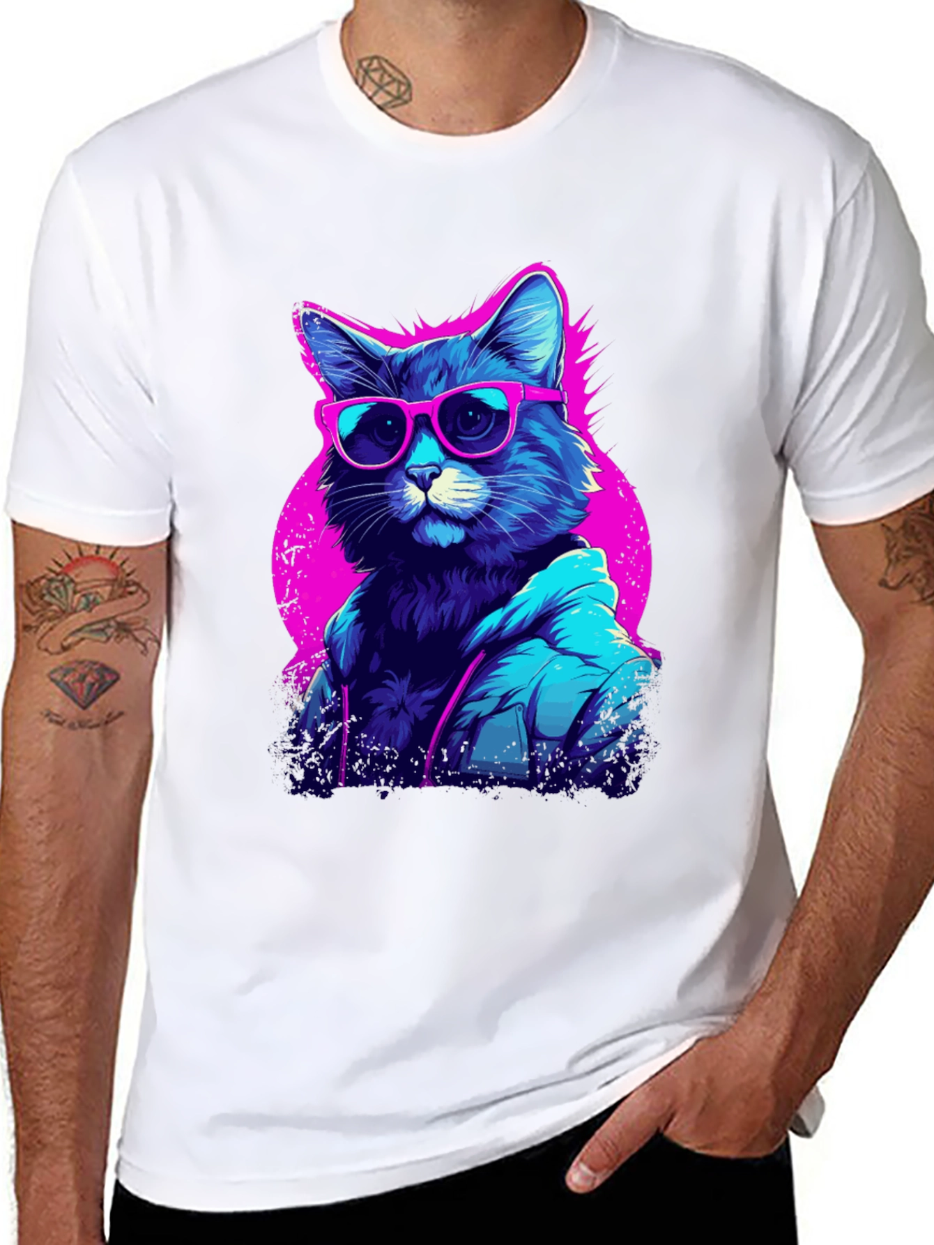 Cool Cat Graphic Tee - Retro Style