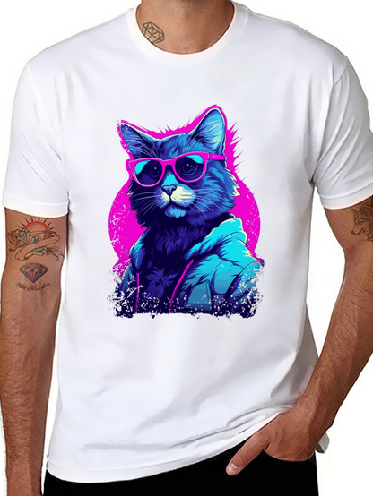 Cool Cat Graphic Tee - Retro Style