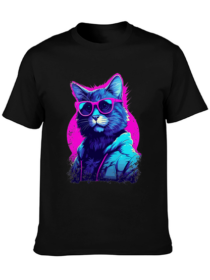 Cool Cat Graphic Tee - Retro Style