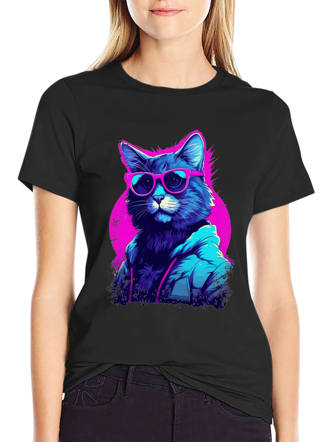 Cool Cat Graphic Tee - Retro Style