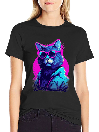Cool Cat Graphic Tee - Retro Style
