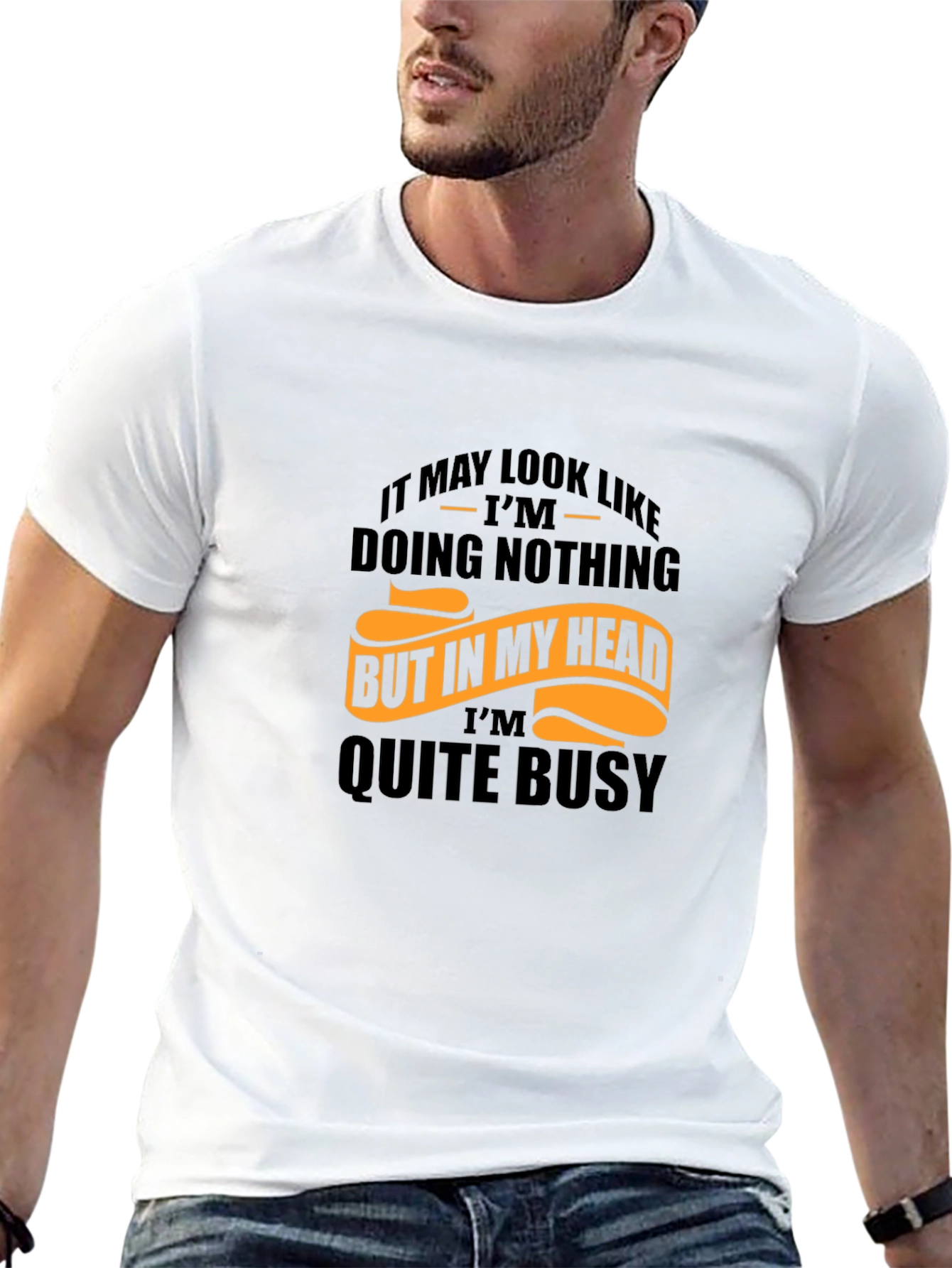 Funny Graphic Tee: Busy Mind Mens Black T-Shirt