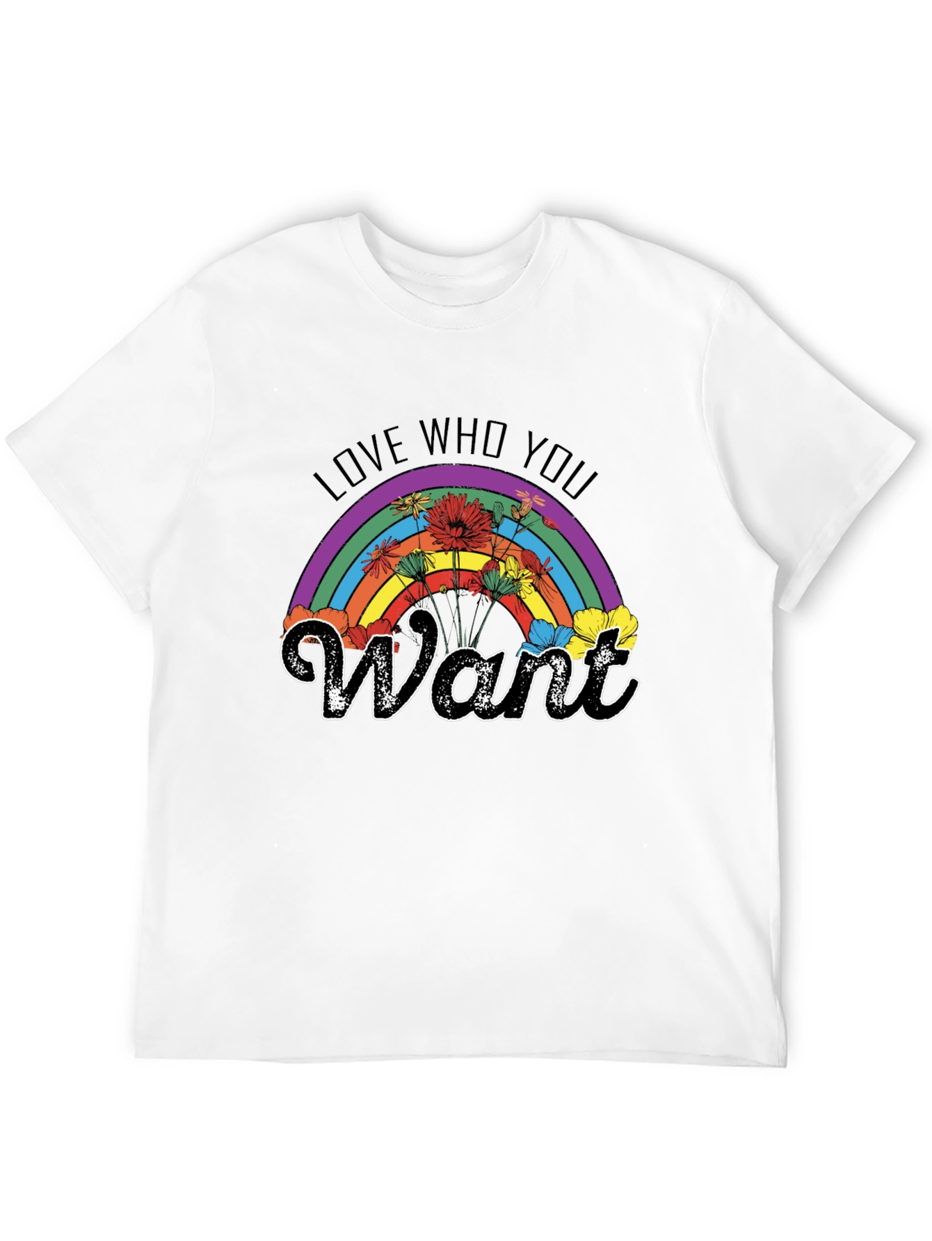 Love Who You Want Rainbow Floral T-Shirt