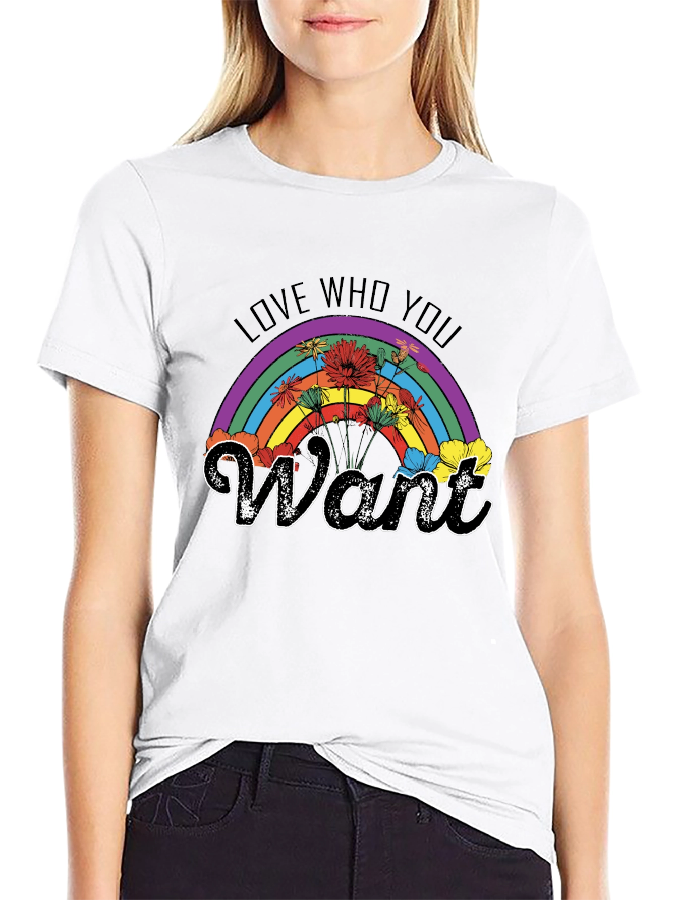 Love Who You Want Rainbow Floral T-Shirt