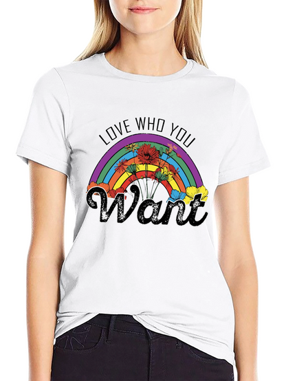 Love Who You Want Rainbow Floral T-Shirt