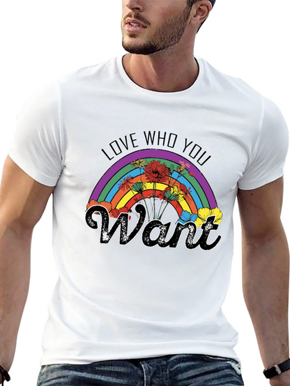Love Who You Want Rainbow Floral T-Shirt