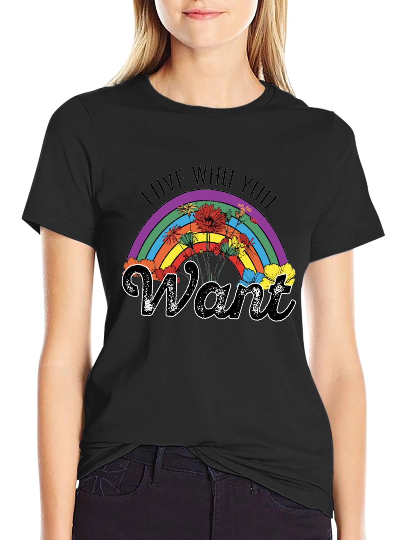Love Who You Want Rainbow Floral T-Shirt
