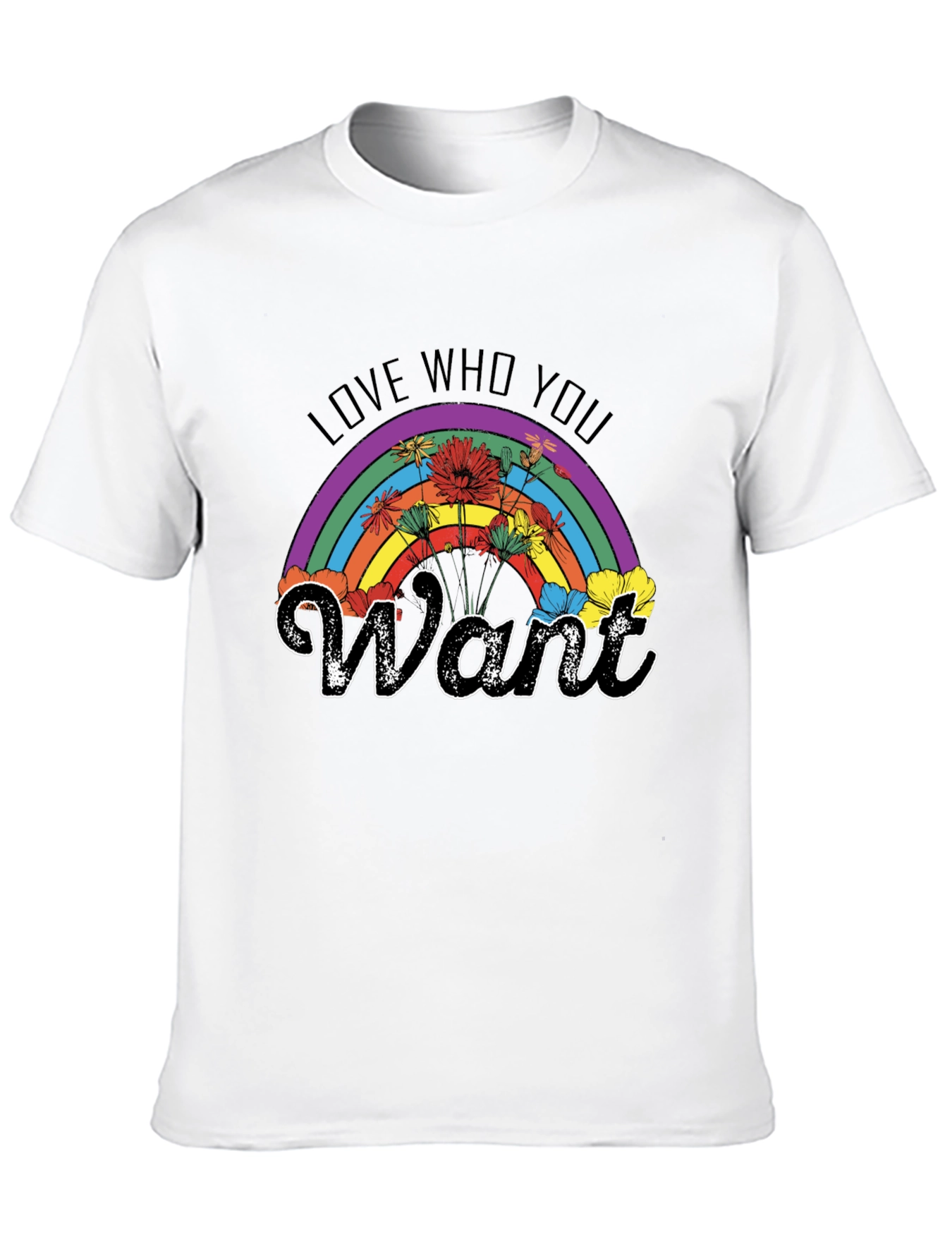 Love Who You Want Rainbow Floral T-Shirt