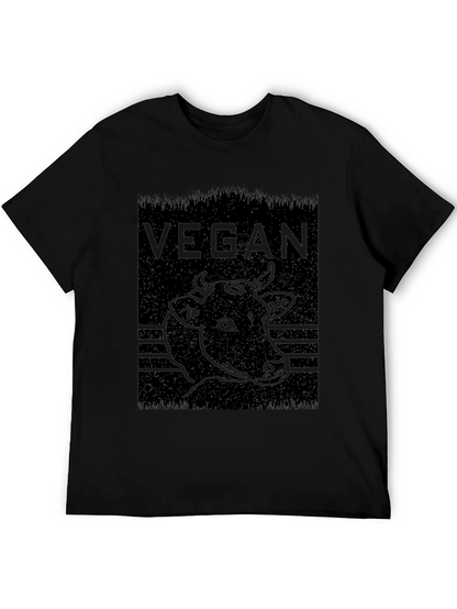 Vegan Cow Graphic Tee - Black Cotton Comfort