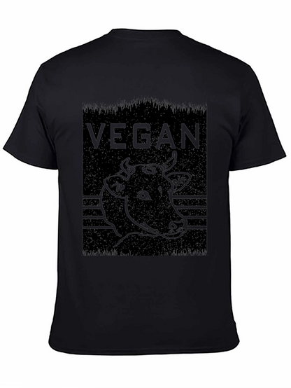 Vegan Cow Graphic Tee - Black Cotton Comfort