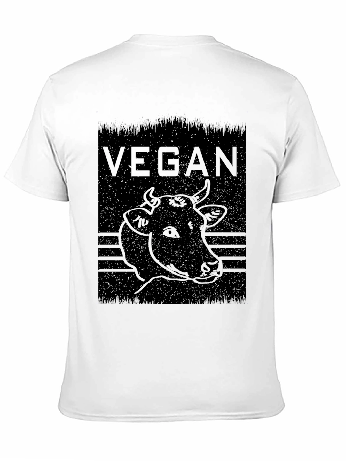 Vegan Cow Graphic Tee - Black Cotton Comfort