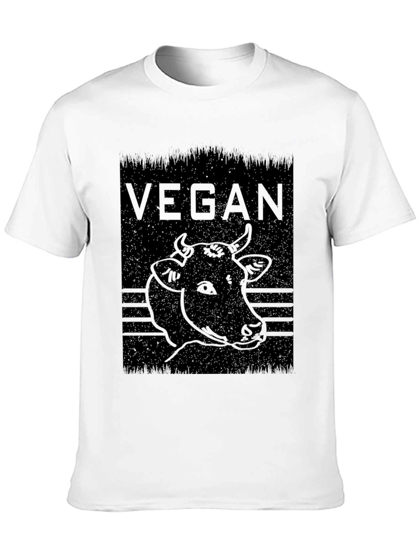 Vegan Cow Graphic Tee - Black Cotton Comfort
