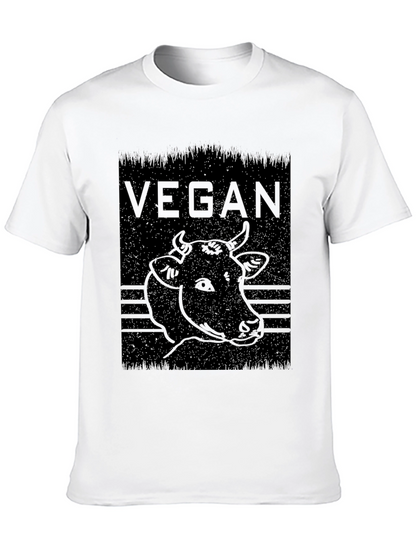 Vegan Cow Graphic Tee - Black Cotton Comfort
