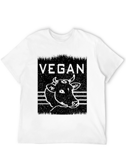 Vegan Cow Graphic Tee - Black Cotton Comfort